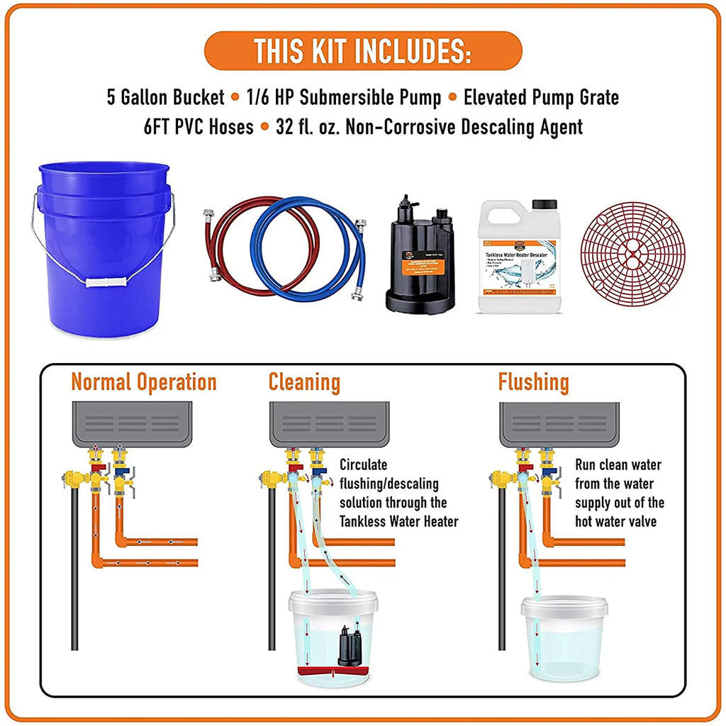 Chromex Tankless Water Heater Descaler Kit with 128 fl oz Solution O67976