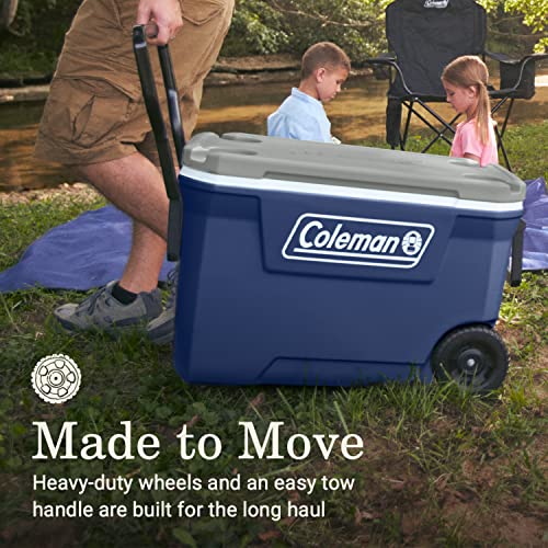 Coleman Classic Series Insulated Rolling Cooler, 65-Quart, Leak-Resistant F832