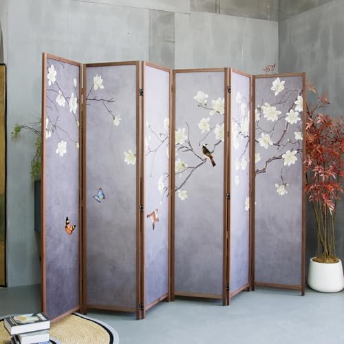 6 Panel Room Divider Screen, Double Faced, Mountain Landscape, 67" H x 94.5" W B114