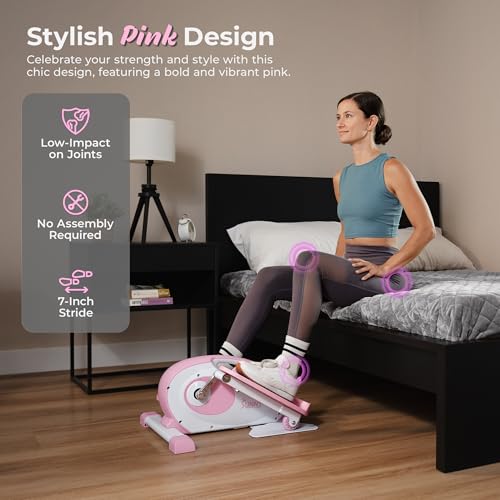 Sunny Health & Fitness Under Desk Elliptical Exerciser, Magnetic, Pink Y689540