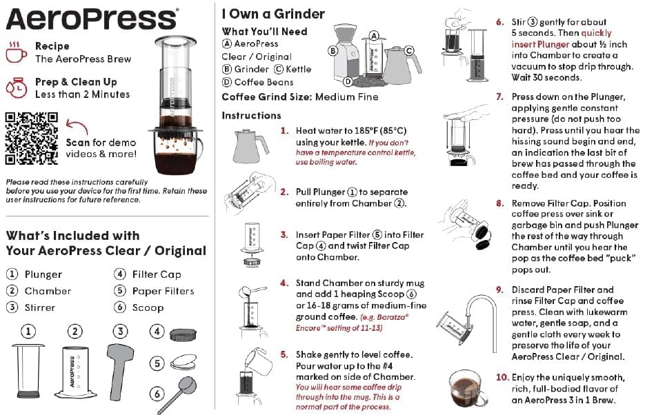 AeroPress Original Coffee Press – 3-in-1 Portable Coffee Maker for Travel S81656