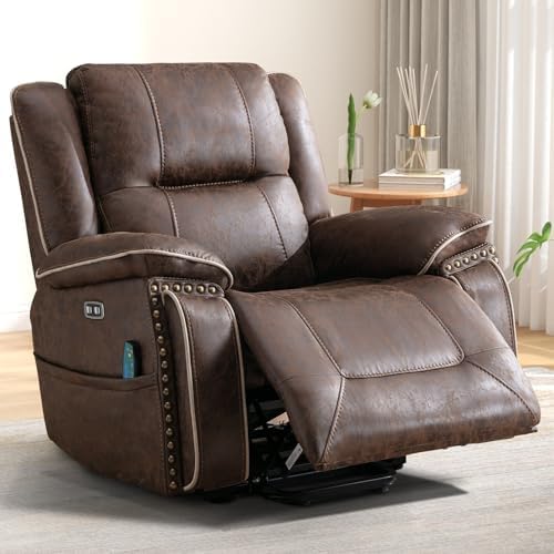 Phoenix Home Dual Motor Power Lift Chair with Massage and Heat, Brown I97460
