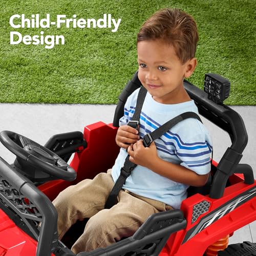 Kids 12V Electric Ride On UTV Car with Trailer, Parent Control, LED Lights, Bluetooth - Black C2735