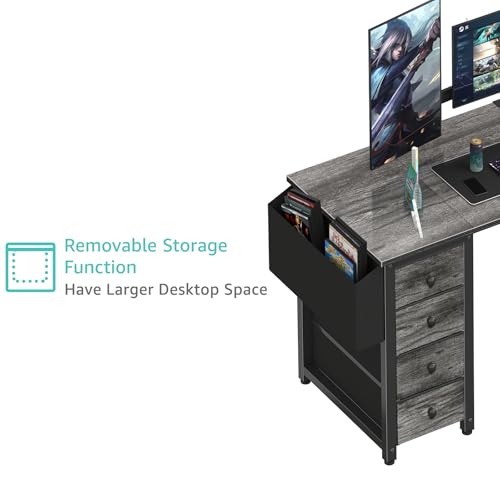 Lufeiya L Shaped Gaming Desk with Drawers & Power Outlet, Black A39519