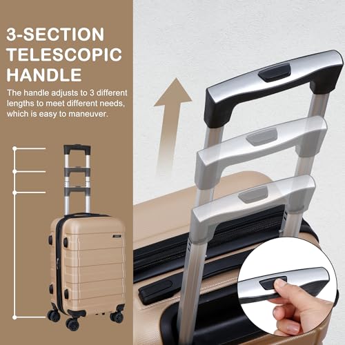 SUPER DEAL 21 Inch Carry On Luggage with Spinner Wheels, Expandable Hardside Suitcase, Black N556