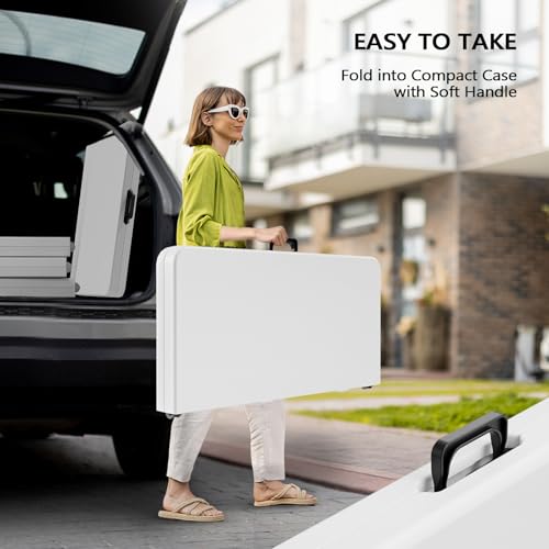 VINGLI 34" Fold in Half Square Table, Portable Plastic Dining Table, Black C965