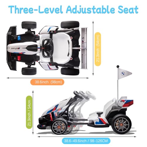 Licensed BMW 36V Electric Drift Go Kart for Kids, 7.5 MPH, White M530400