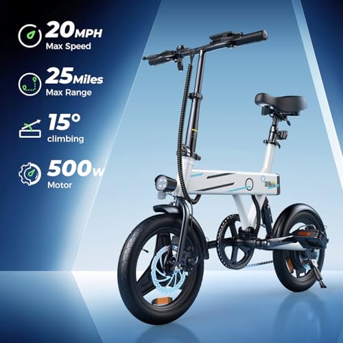 isinwheel U1 Folding Electric Bike, 500W Motor, 20 mph, Black O499
